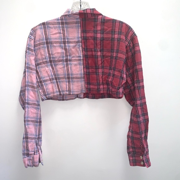 Adika Plaid Multicolor Button Down Crop Top Size Small - Picture 3 of 3
